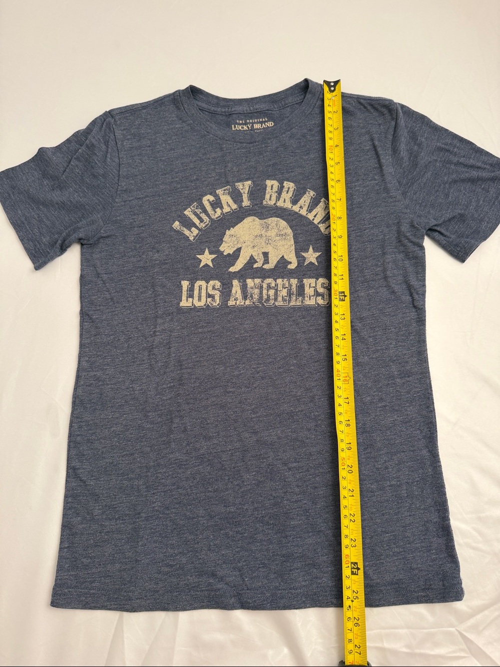 Lucky Brand heather blue soft crew neck short sleeve logo t-shirt - Picture 2 of 5